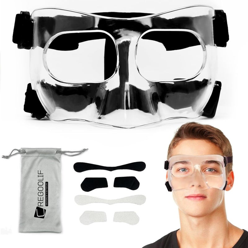 CREGOOLIF Nose Shield Protective Mask for Basketball and Football Sports Adjustable Mask with Foam Padding for Men and Women Black - Image 1